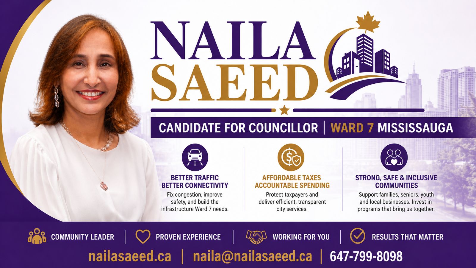 Naila Saeed for Mississauga Ward 7, Leadership, Community, Results