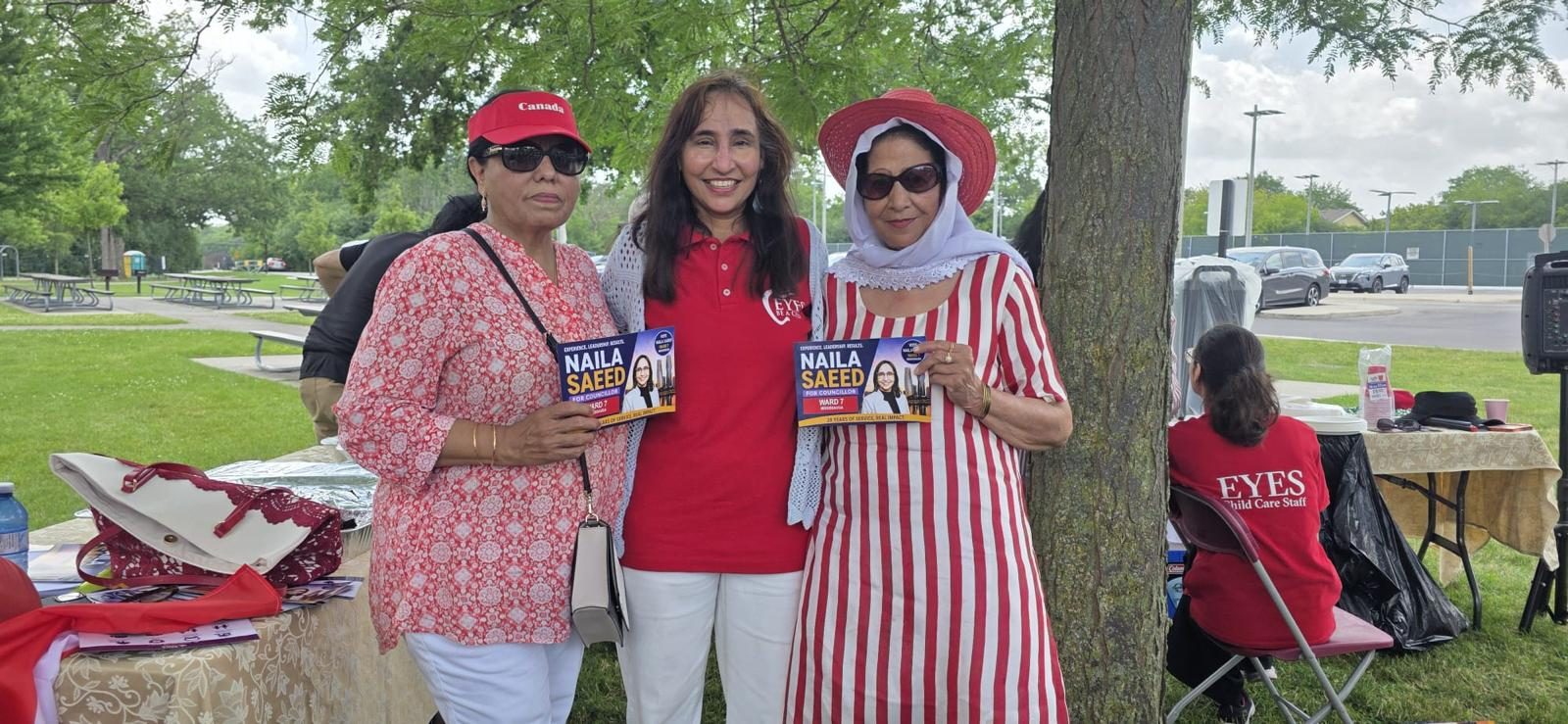 Naila Saeed with the EYES Child Care team on Canada Day