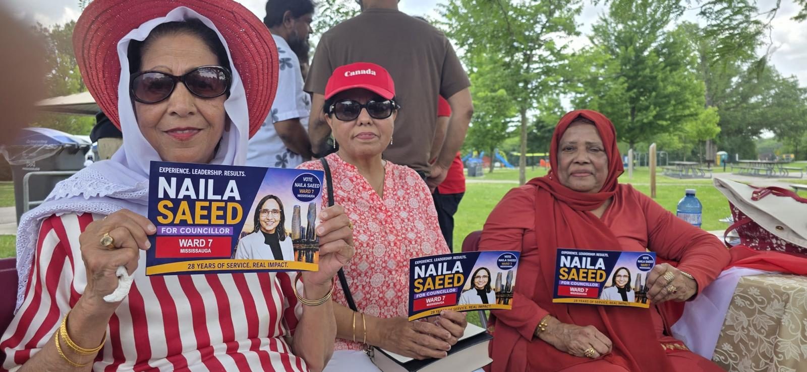Seniors and families celebrating Canada Day with Naila Saeed